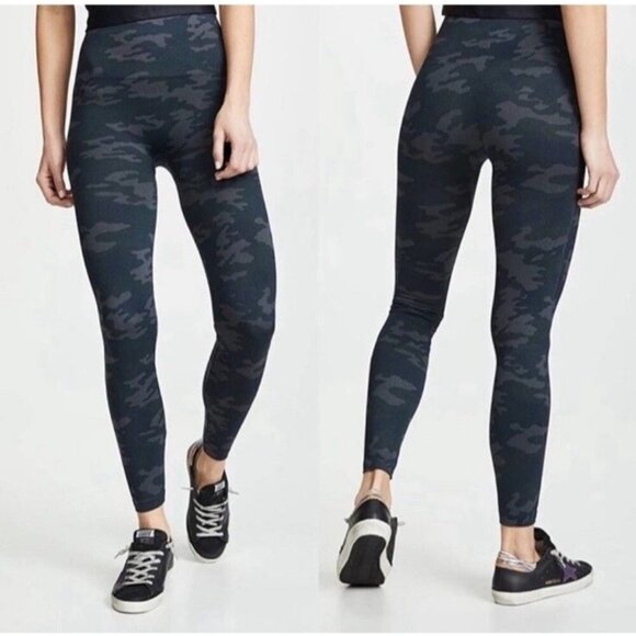 Spanx Womens Look at Me Now Seamless Leggings Black Camo Printed High-Waisted S - Picture 13 of 13